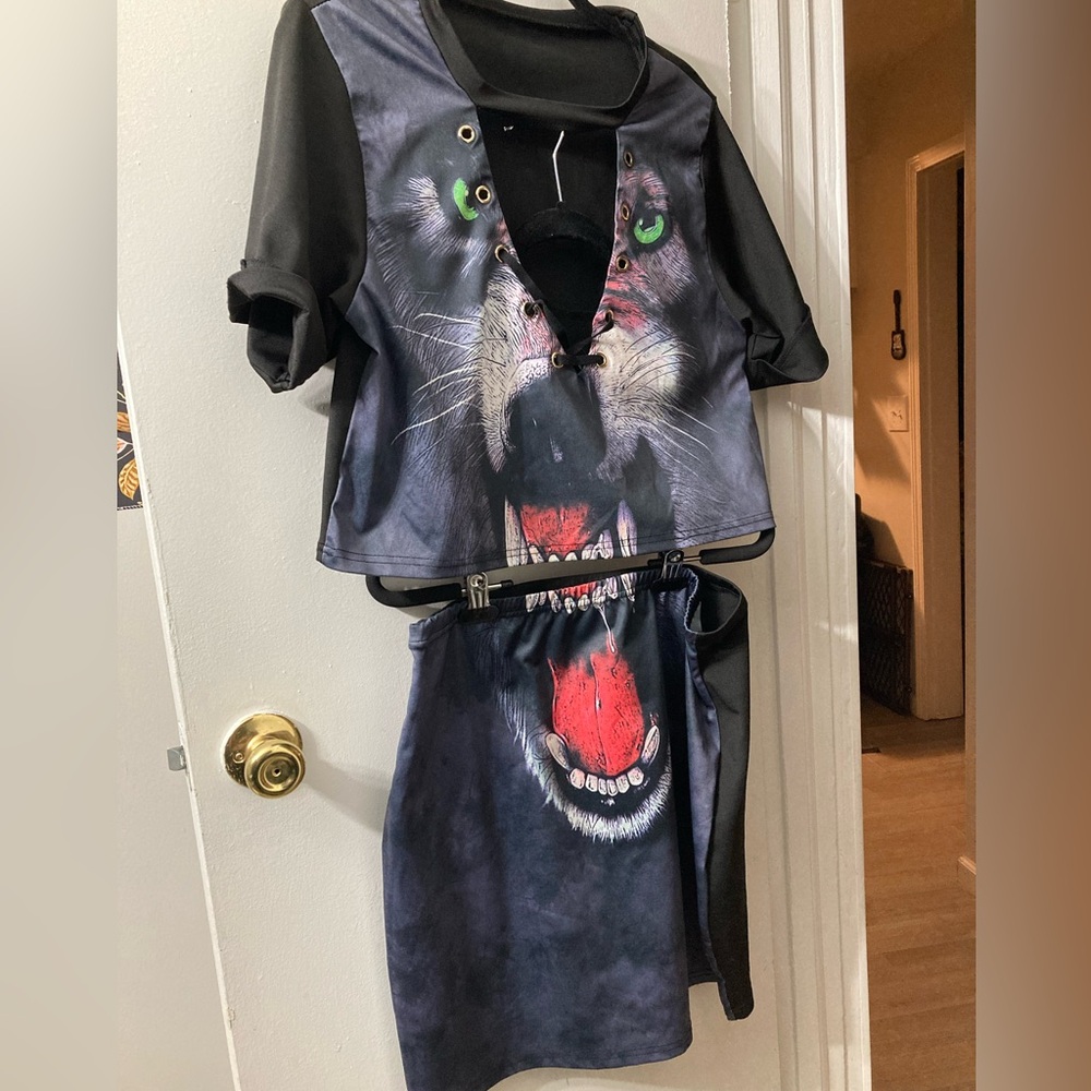 Two Piece Wolf Skirt/ Top Set XXL